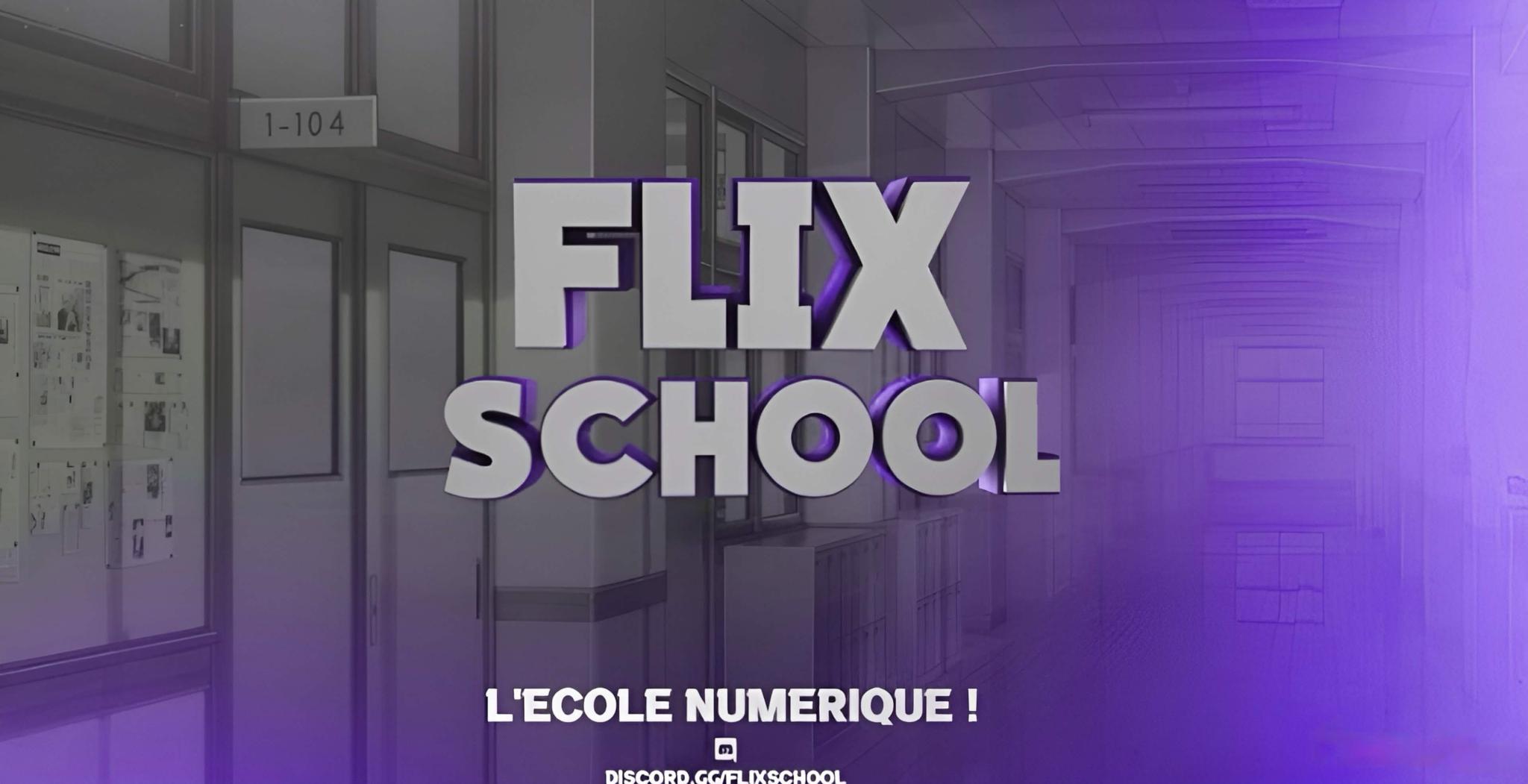 Discovery splash banner for Flix School Discord server
