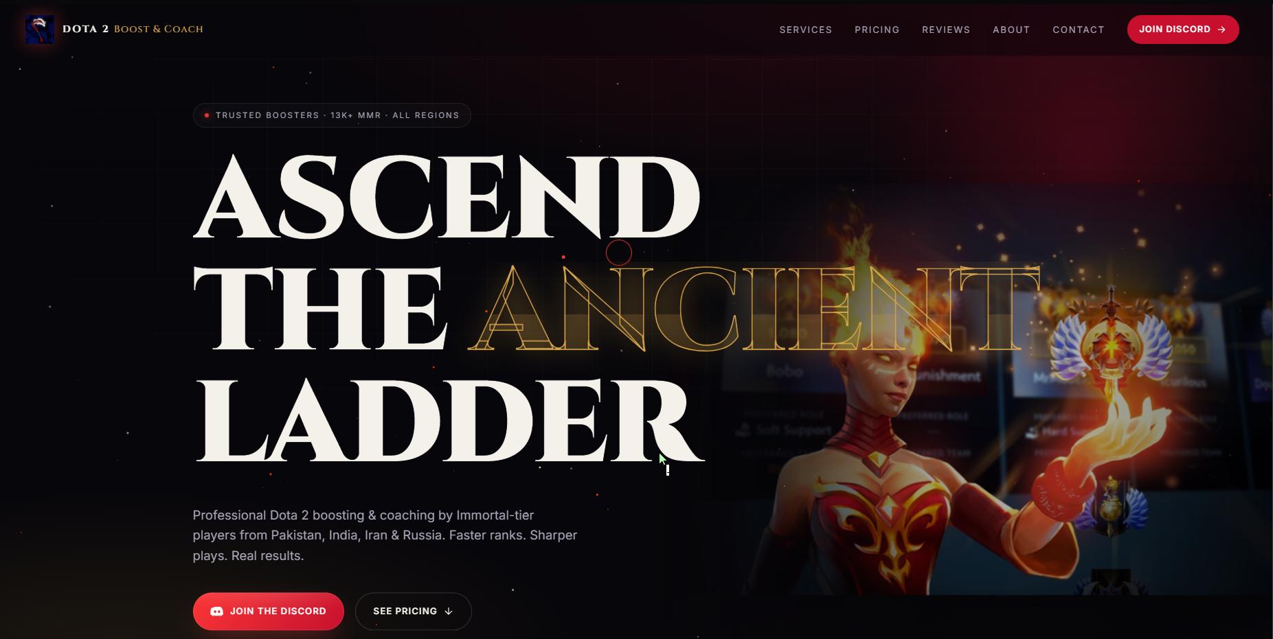 Discovery splash banner for dota2mmrboost.com Discord server