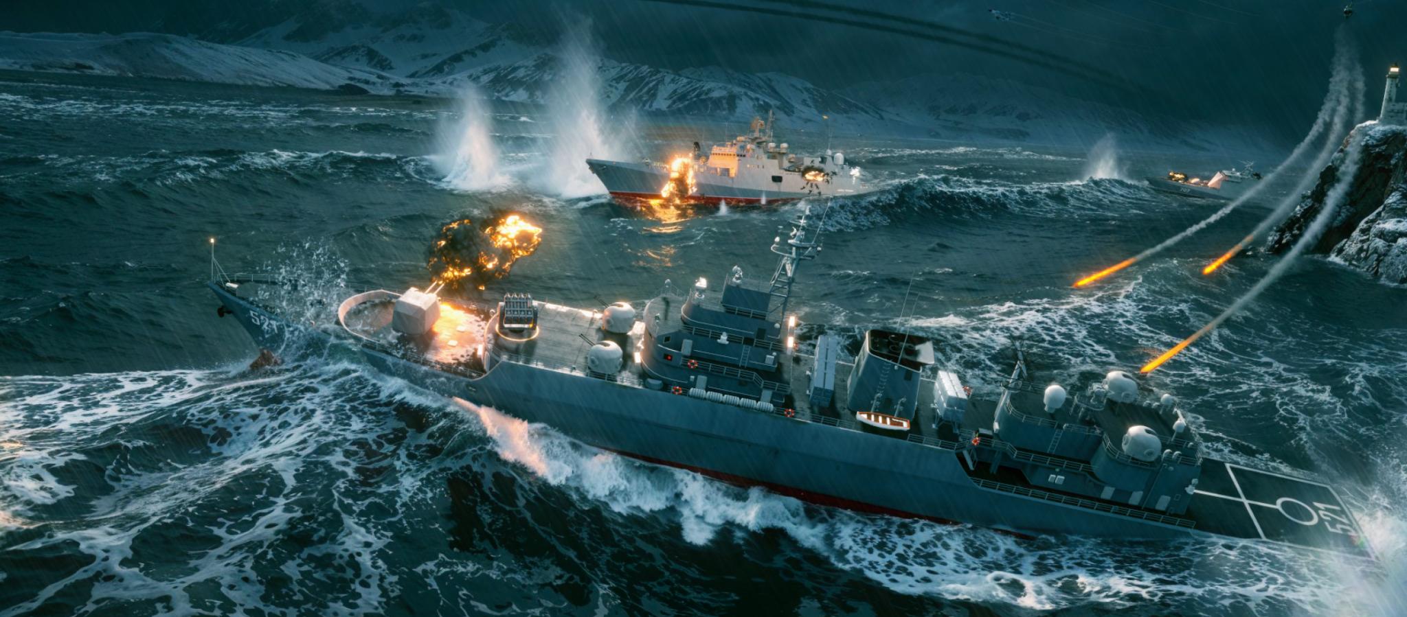 Discovery splash banner for Warships Mobile 2 Discord server