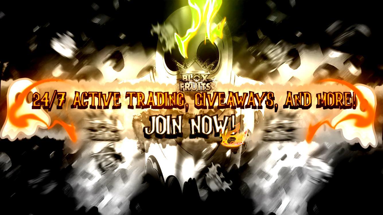 Discovery splash banner for Blox Fruits Trading Server | 24/7 Stock & Stock Notifier | Roblox Discord server