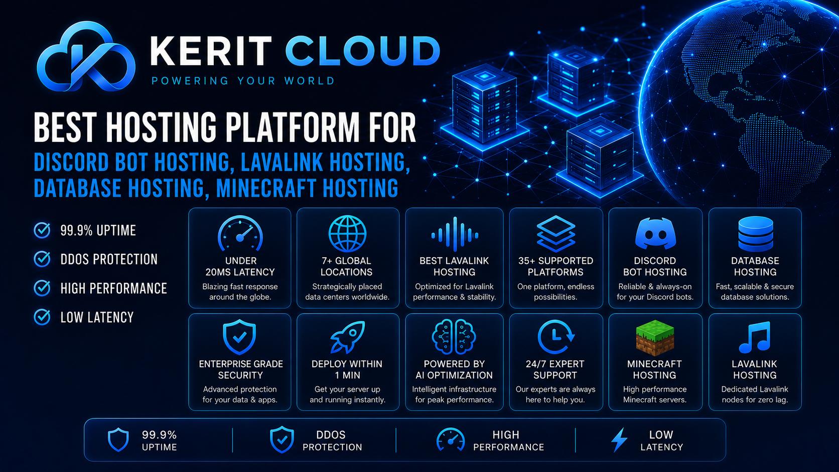 Discovery splash banner for Kerit Cloud | Lavalink & Bot Hosting Discord server