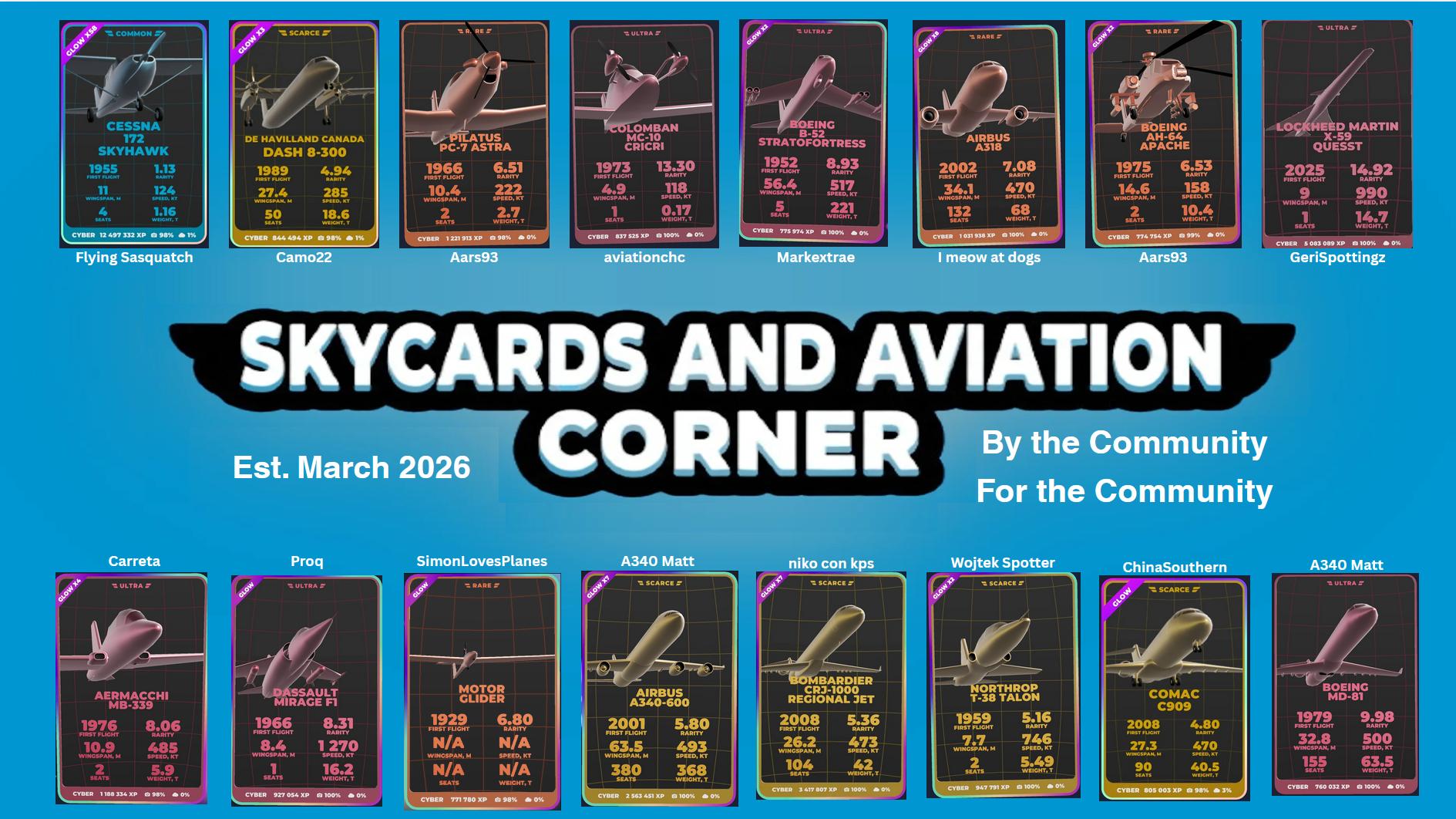 Discovery splash banner for Skycards & Aviation Corner Discord server