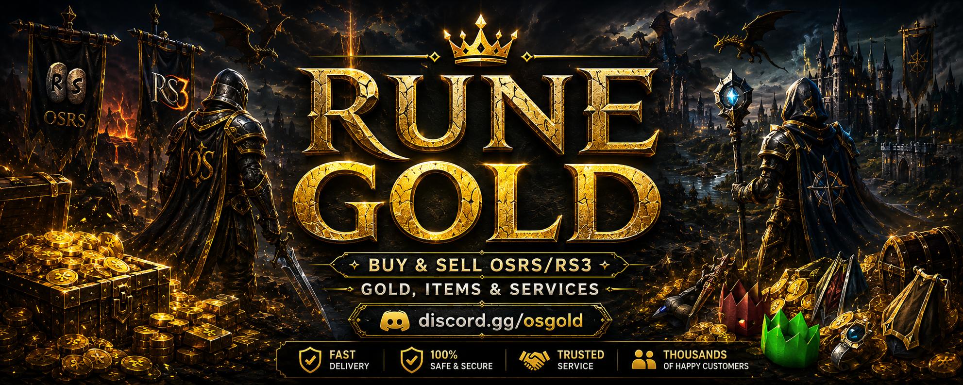 Discovery splash banner for Rune Gold | Buy & Sell OSRS/RS3 Gold , Accounts & RuneScape Services Discord server