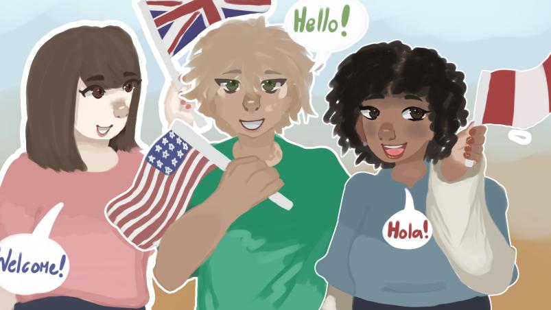 Discovery splash banner for Spanish-English-Portuguese Classroom Discord server