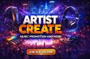 Discovery splash banner for Artist Create 🔥 | helping Indi Artists Discord server